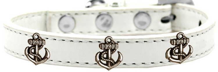 Bronze Anchor Widget Dog Collar White Size 16